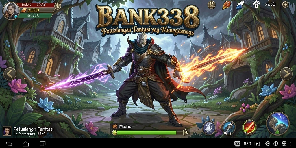 Tangkapan layar dari BANK338 yang menunjukkan aksi pertempuran RPG yang mendebarkan.