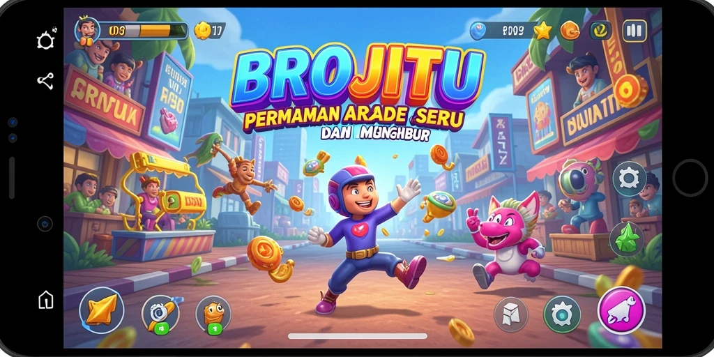 Tampilan seru gameplay BROJITU dengan tantangan Arcade.