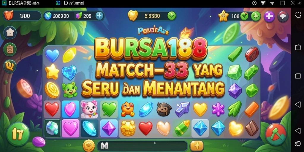 Tampilan gameplay BURSA188 dengan aksi Match-3 yang seru.