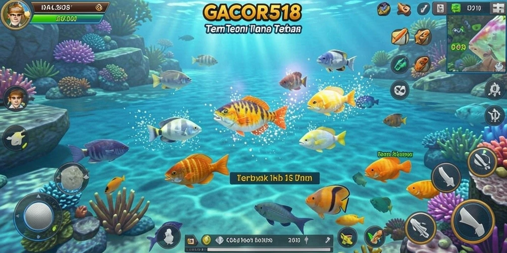 Screenshot GACOR518 menunjukkan aksi menembak ikan yang seru dan visual menarik.
