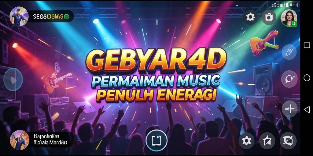 Tampilan gameplay GEBYAR4D yang penuh semangat dan interaksi musik.