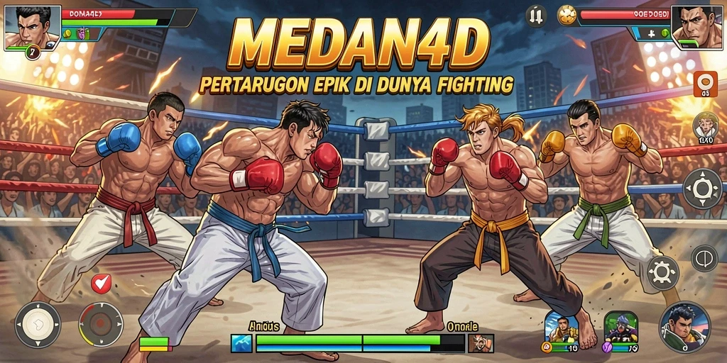 Tampilan gameplay seru di MEDAN4D dengan pertarungan karakter yang dinamis.