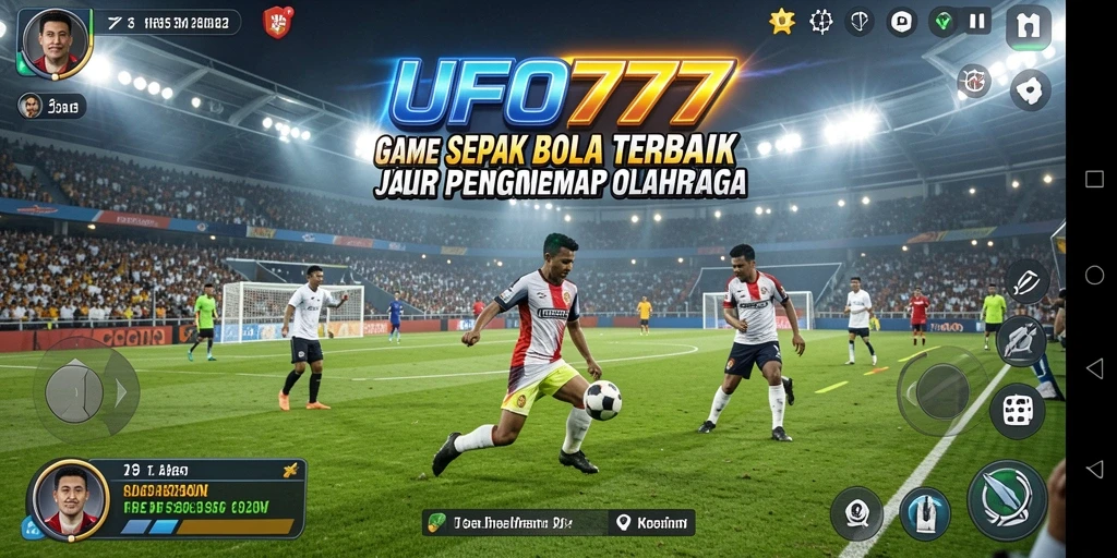 Tampilan gameplay <strong>UFO777</strong> menunjukkan aksi seru di lapangan sepak bola.