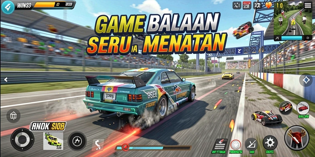 Tampilan gameplay balapan yang intens dan penuh aksi.
